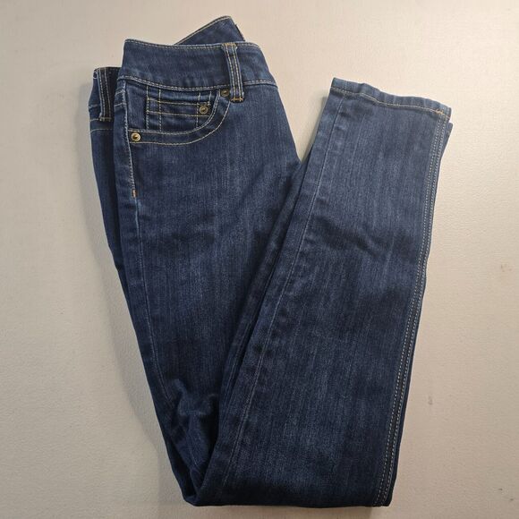 Seven7 Jeans Women's 25 Blue Dark Wash Skinny Embordered S Back Pocket - Picture 9 of 16